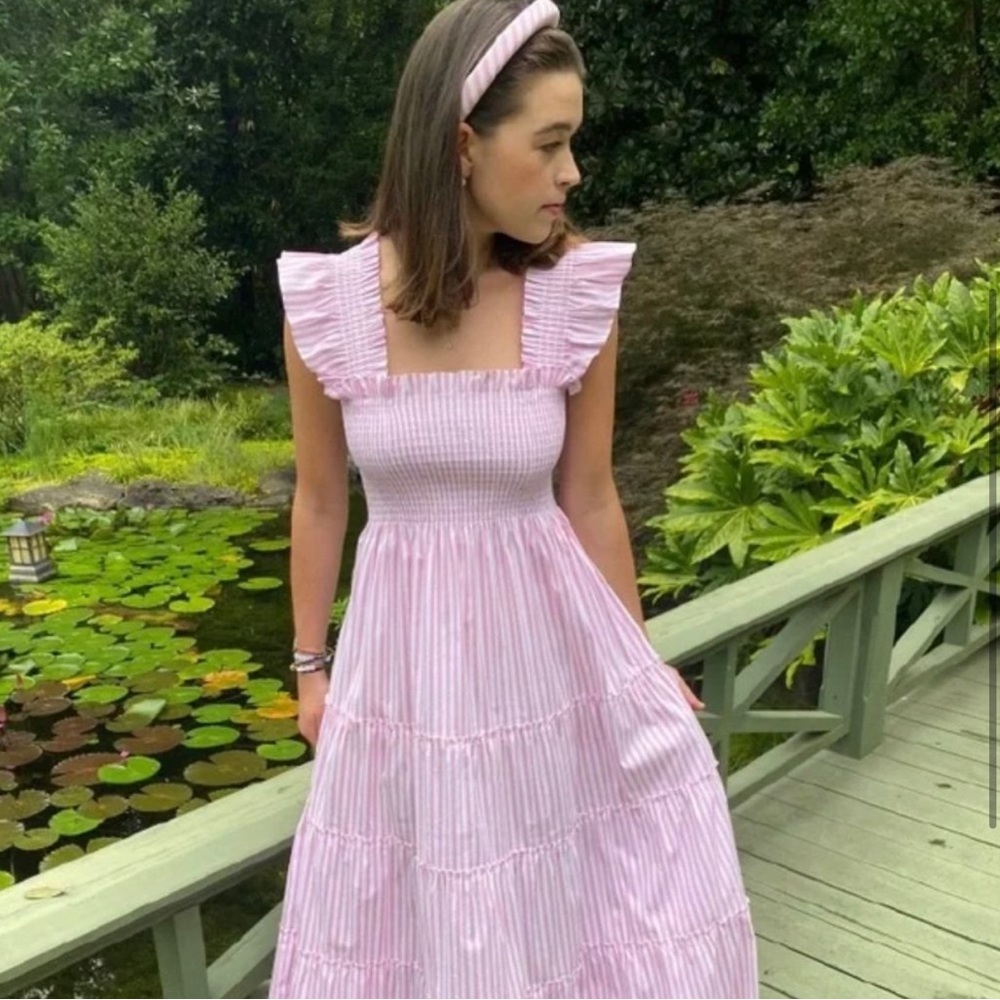Hill House Home Ellie Nap Dress in Bubblegum Pink Stripe Size L